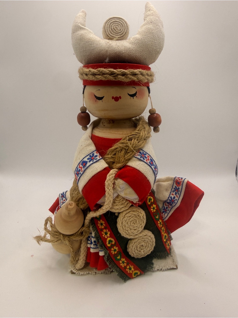 Chinese 9" Handmade Collectible Nationality Miniature Wooden Doll